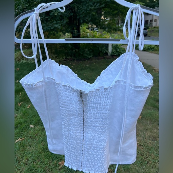 ⚪️🦢Novena Linen Top by Reformation in Ivory / White | Size 10 - Picture 13 of 17